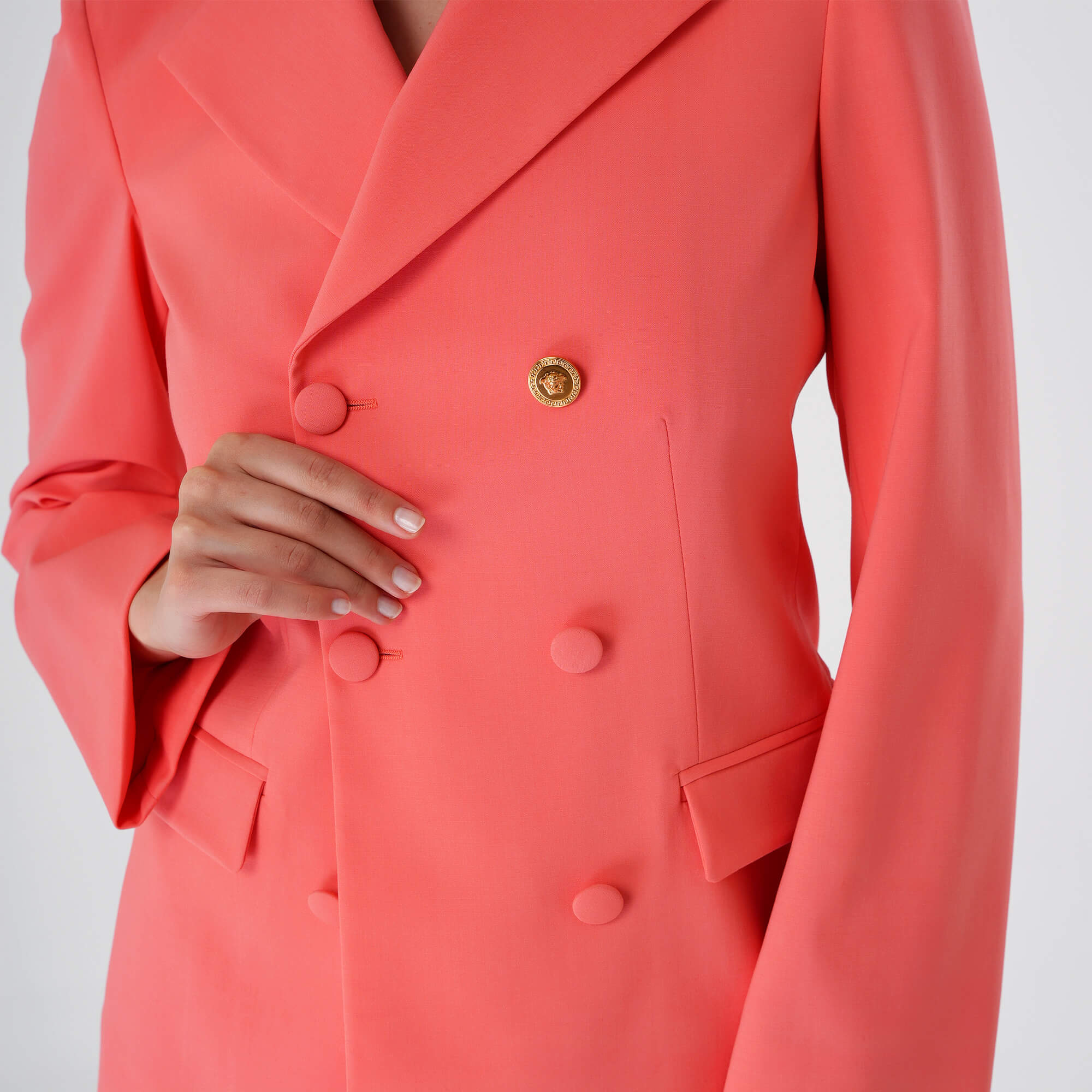 Versace - Pink Iconic 6 Button Virgin Wool Blazer IT42